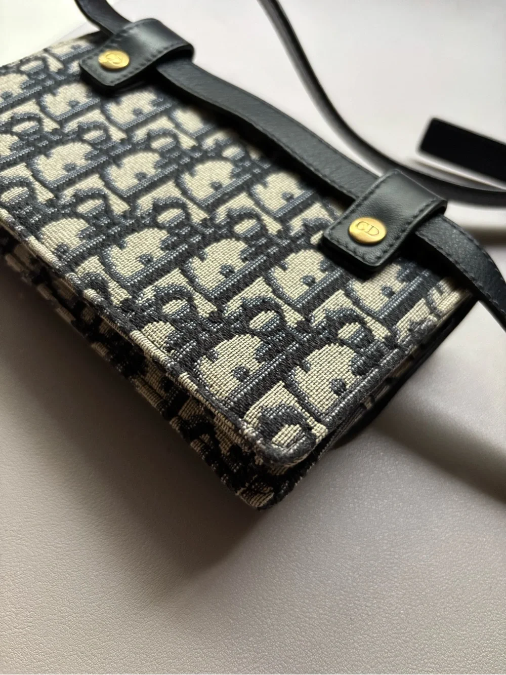 Dior Black and Beige Dior Oblique Crossbody Saddle Bag